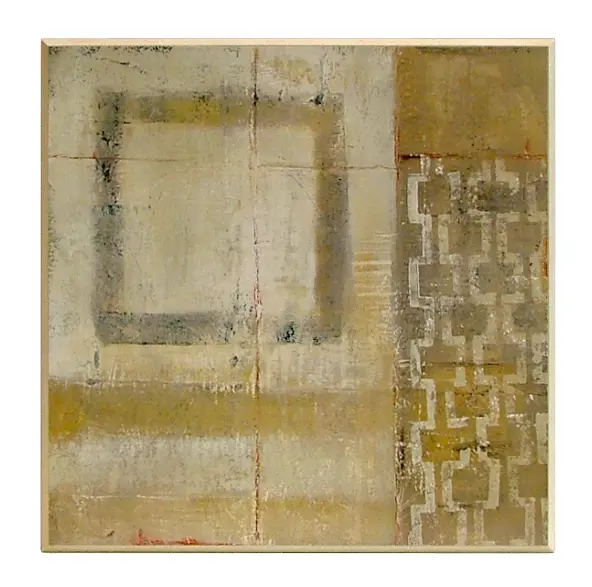 Obraz Beżowa abstrakcja z kwadratami na płycie 51x51 cm