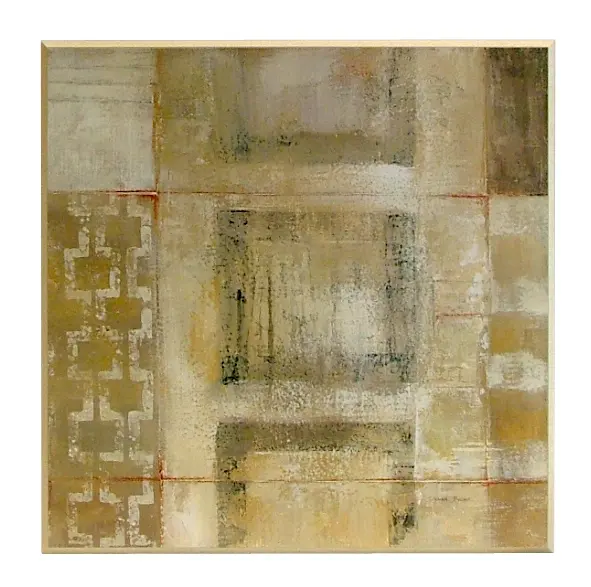 Obraz Beżowa abstrakcja z kwadratami na płycie 51x51 cm