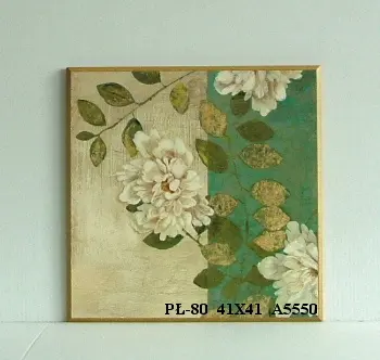 Obraz Białe kwiaty i gałązki ze złoceniami 41x41 cm