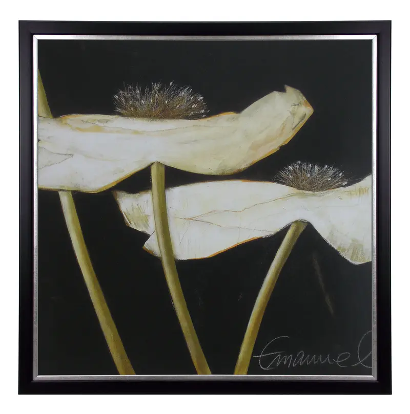 Obraz Białe kwiaty maku w ramie 70x70 cm