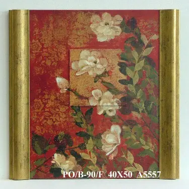 Obraz Białe kwiaty na gałązkach na tle czerwieni i złota 40x50 cm