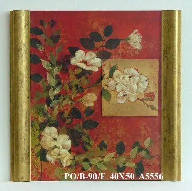 Obraz Białe kwiaty na gałązkach na tle czerwieni i złota 40x50 cm