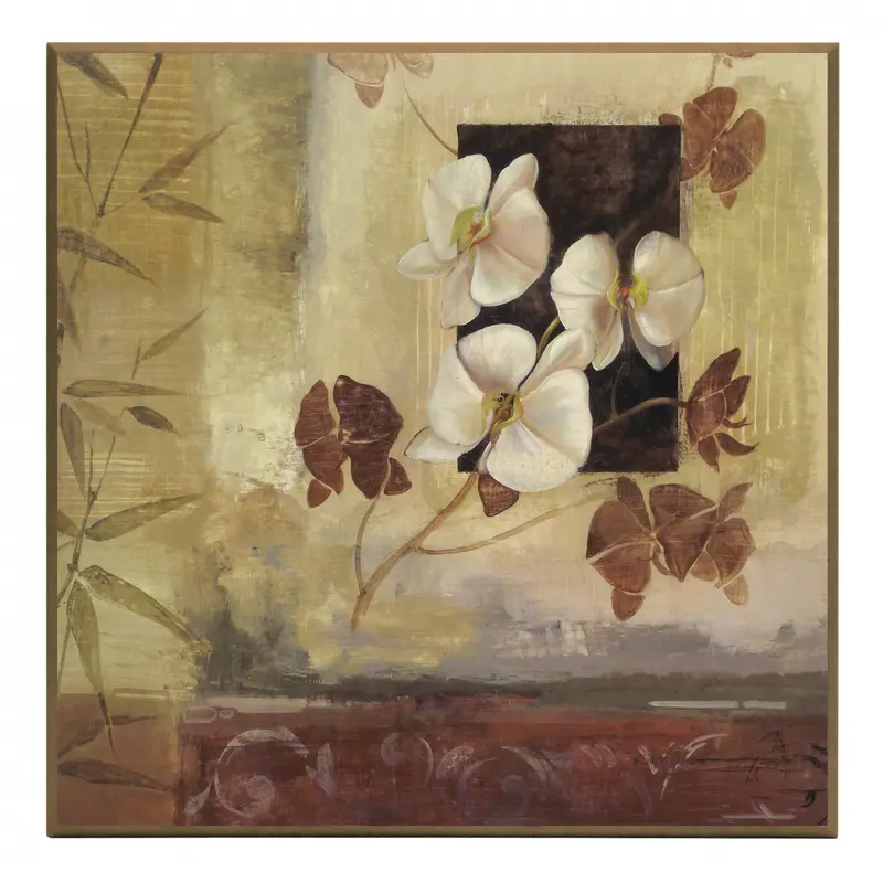 Obraz Białe kwiaty - orchidee z nutą orientu na płycie 51x51 cm