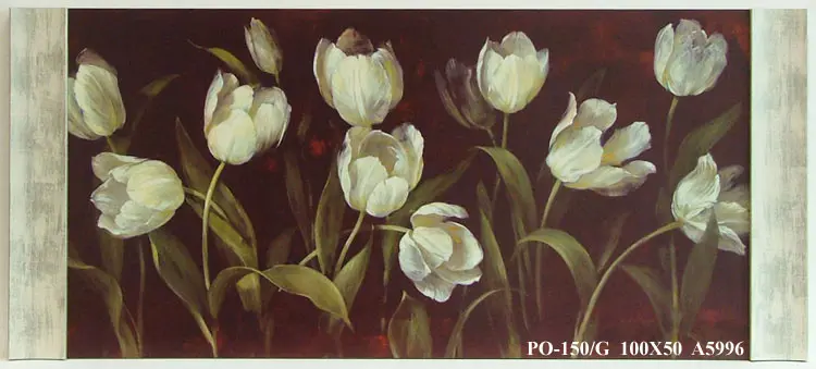 Obraz Białe kwiaty, tulipany 100x50 cm