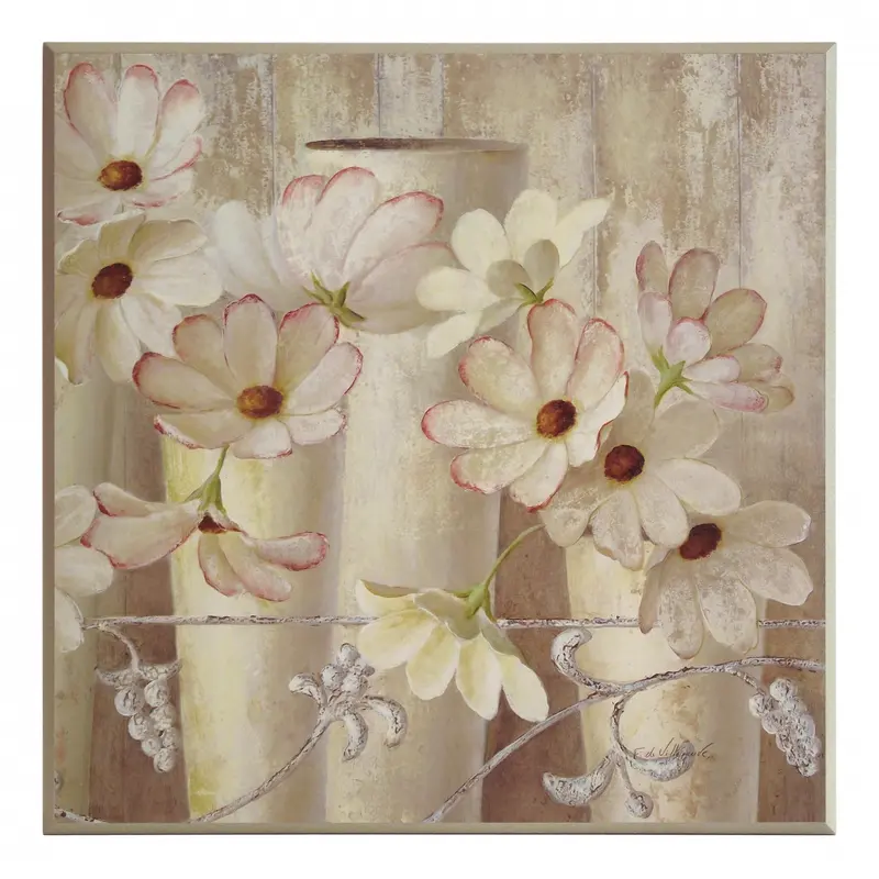 Obraz Białe kwiaty w białych wazonach 51x51 cm