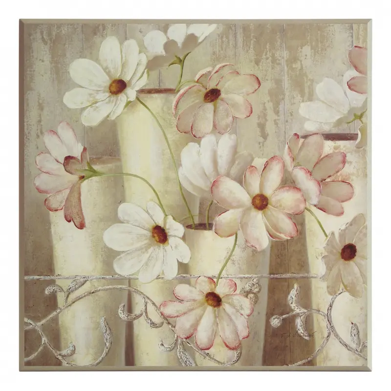 Obraz Białe kwiaty w białych wazonach 51x51 cm