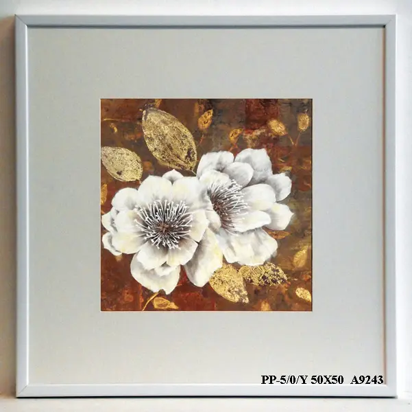 Obraz Białe kwiaty w brązie 50x50 cm