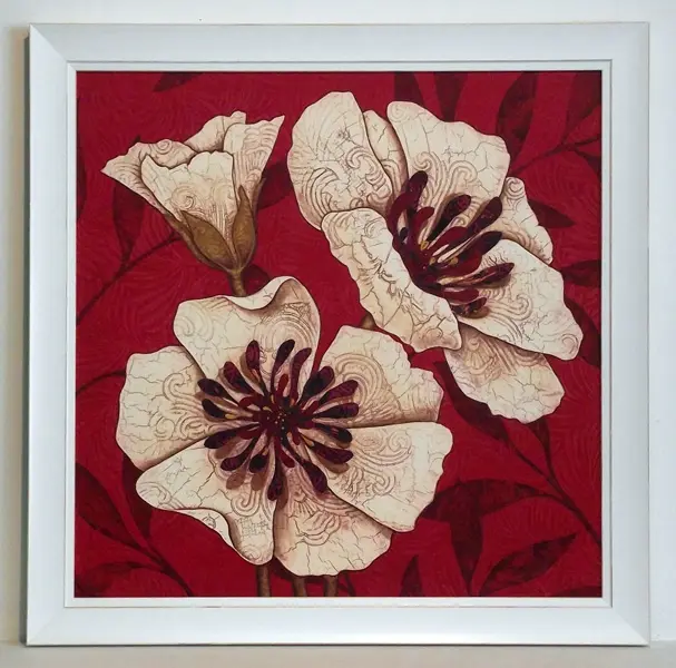 Obraz Białe maki w ornamenty 50x50 cm