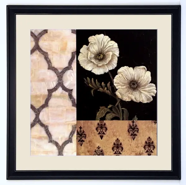 Obraz Białe maki z orientalnymi ornamentami 60x60 cm