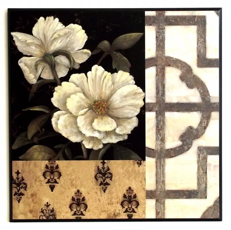 Obraz Białe maki z ornamentami 51x51 cm