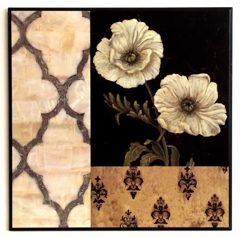Obraz Białe maki z ornamentami 51x51 cm