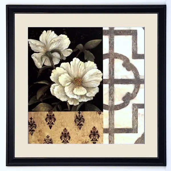 Obraz Białe peonie z orientalnymi ornamentami 60x60 cm