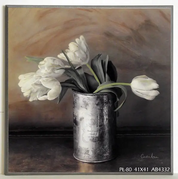 Obraz Białe tulipany w puszce 41x41 cm
