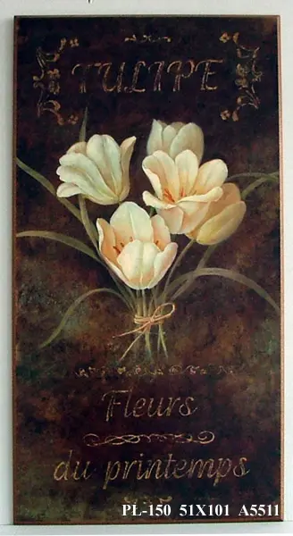 Obraz Białe tulipany z napisami 51x101 cm - ostatnia sztuka