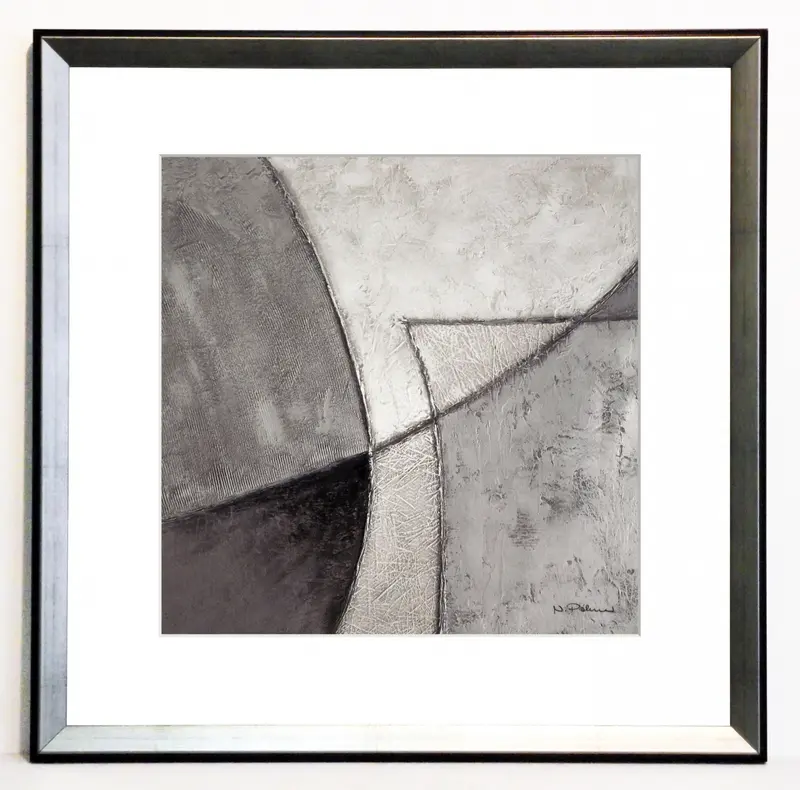 Obraz Biało-szara abstrakcja z passe-partout 40x40 cm