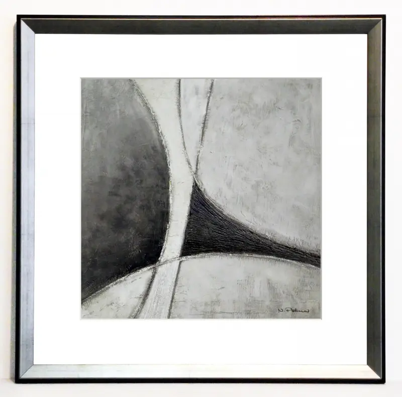 Obraz Biało-szara abstrakcja z passe-partout 40x40 cm