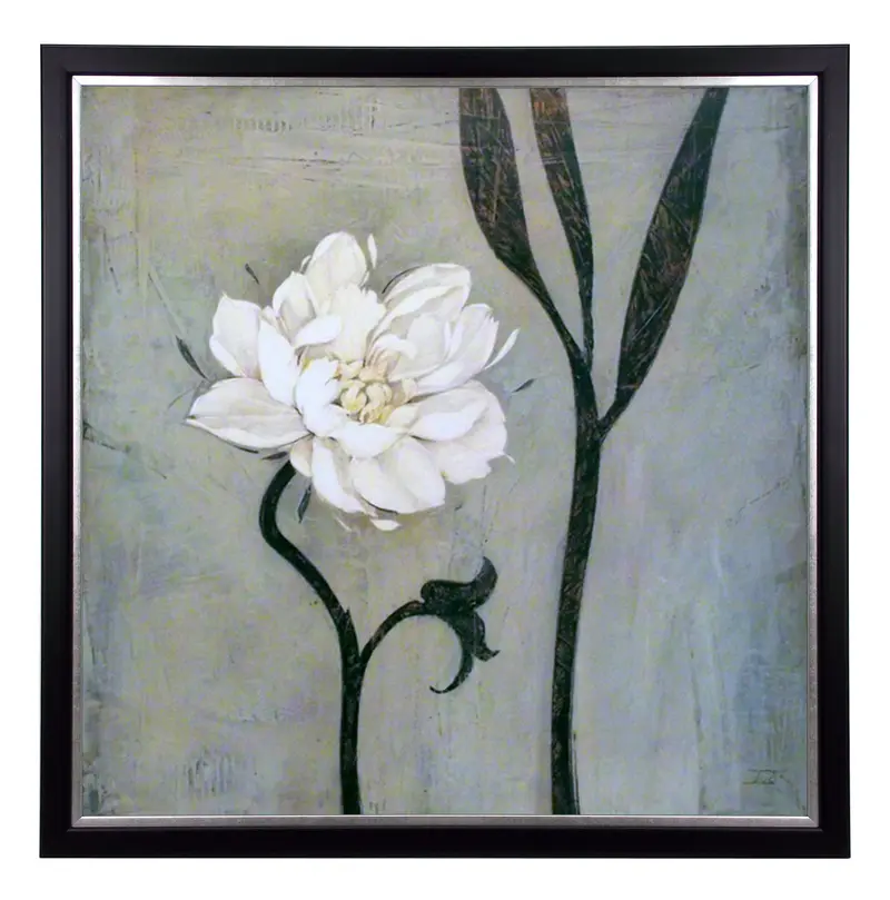 Obraz Biały kwiat i łodygi w ramie 70x70 cm