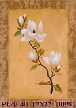 Obraz Biały kwiat na beżowym tle, magnolia 17x22 cm