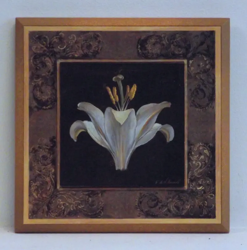 Obraz Biały kwiat w barokowym wydaniu 19x19 cm