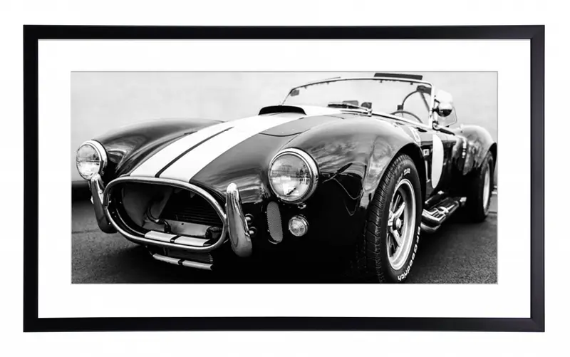 Obraz Black Cobra, czarno-biała fotografia samochodu w ramie 80x45 cm