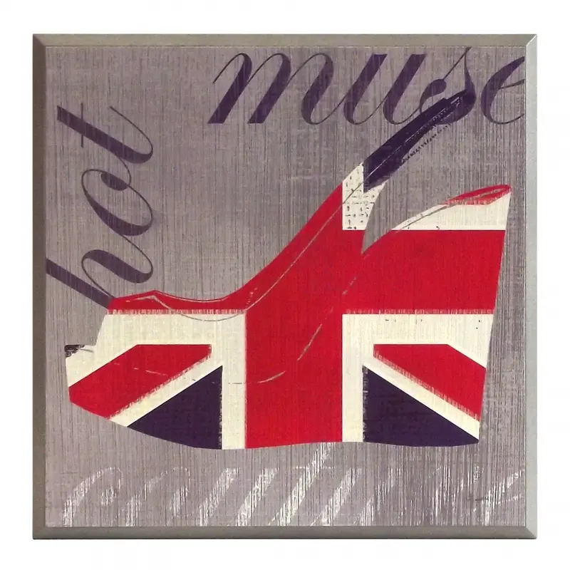 Obraz Brytyjska moda, but z flagą Wielkiej Brytanii 31x31 cm