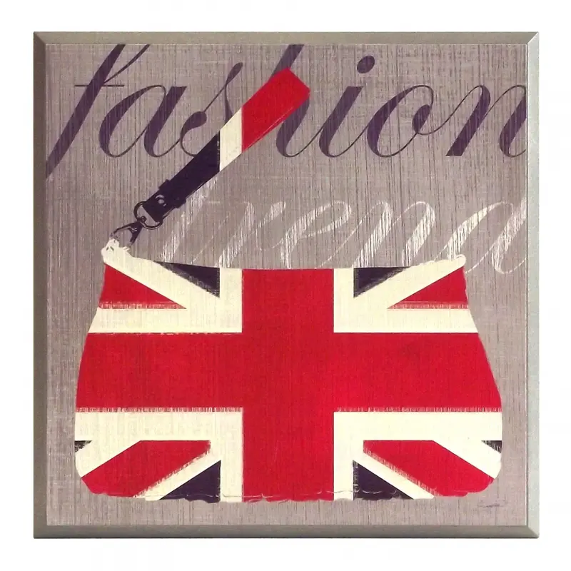 Obraz Brytyjska moda, torba z flagą Wielkiej Brytanii 31x31 cm