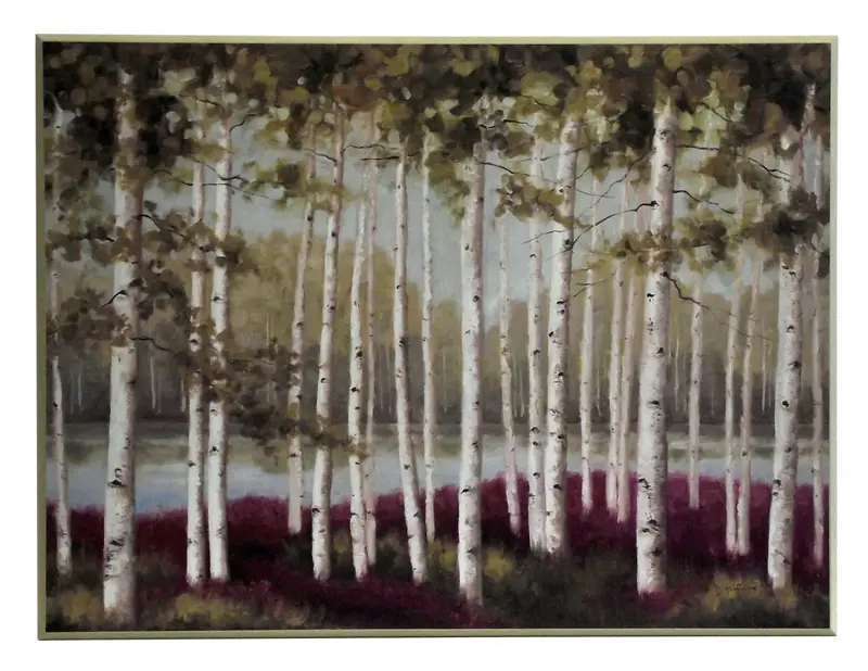 Obraz Brzozy we wrzosach na płycie 81x61 cm