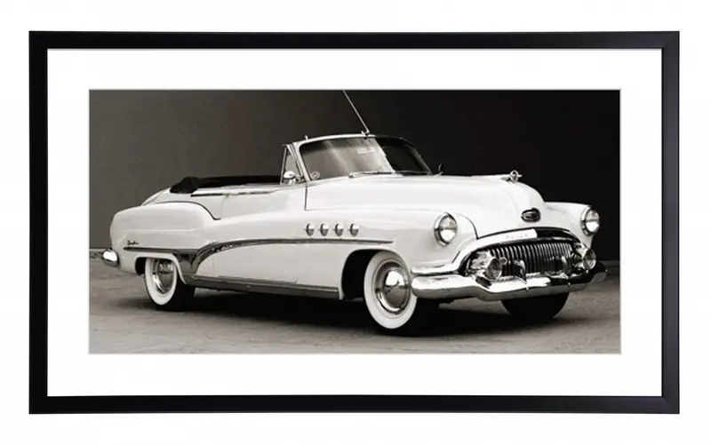 Obraz Buick kabriolet, czarno-biała fotografia samochodu w ramie 80x45 cm