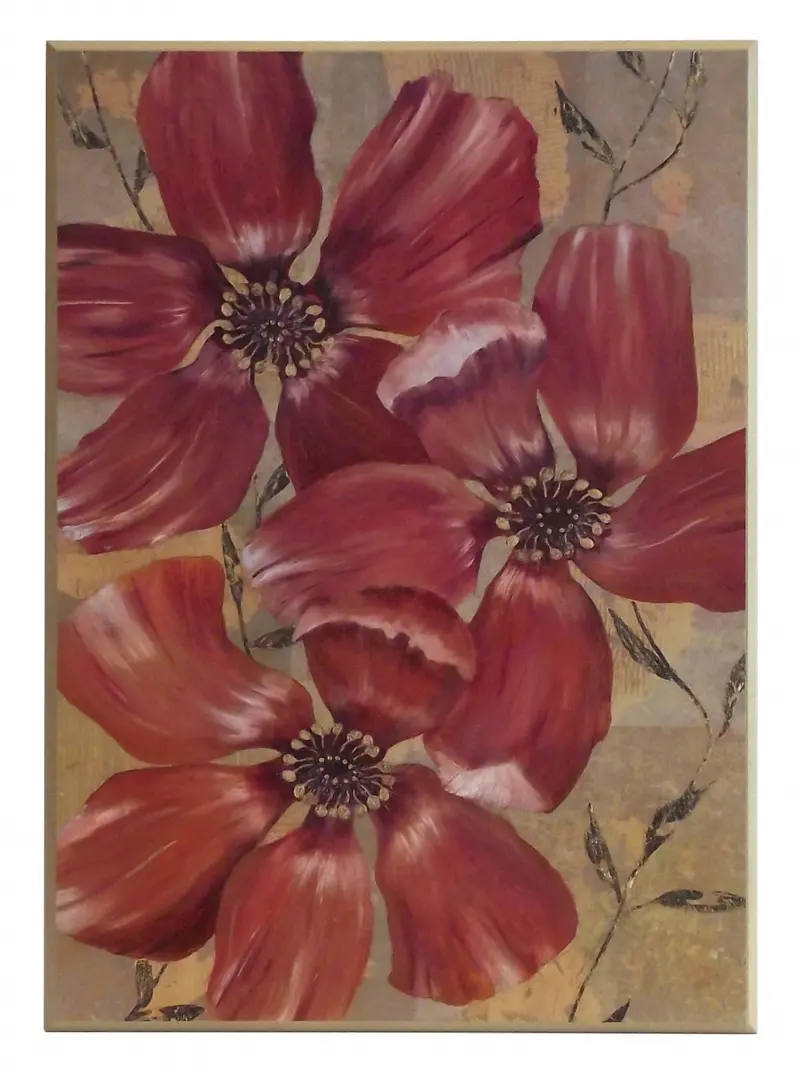 Obraz Ceglaste kwiaty na płycie 51x71 cm