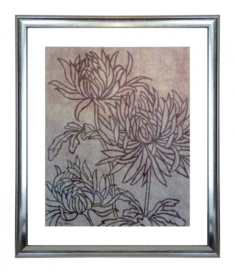 Obraz Chryzantema w pozytywie w ramie z passe-partout 50x60 cm
