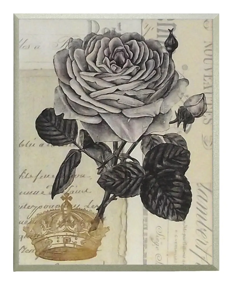 Obraz Czarna róża z koroną na płycie 25x31 cm