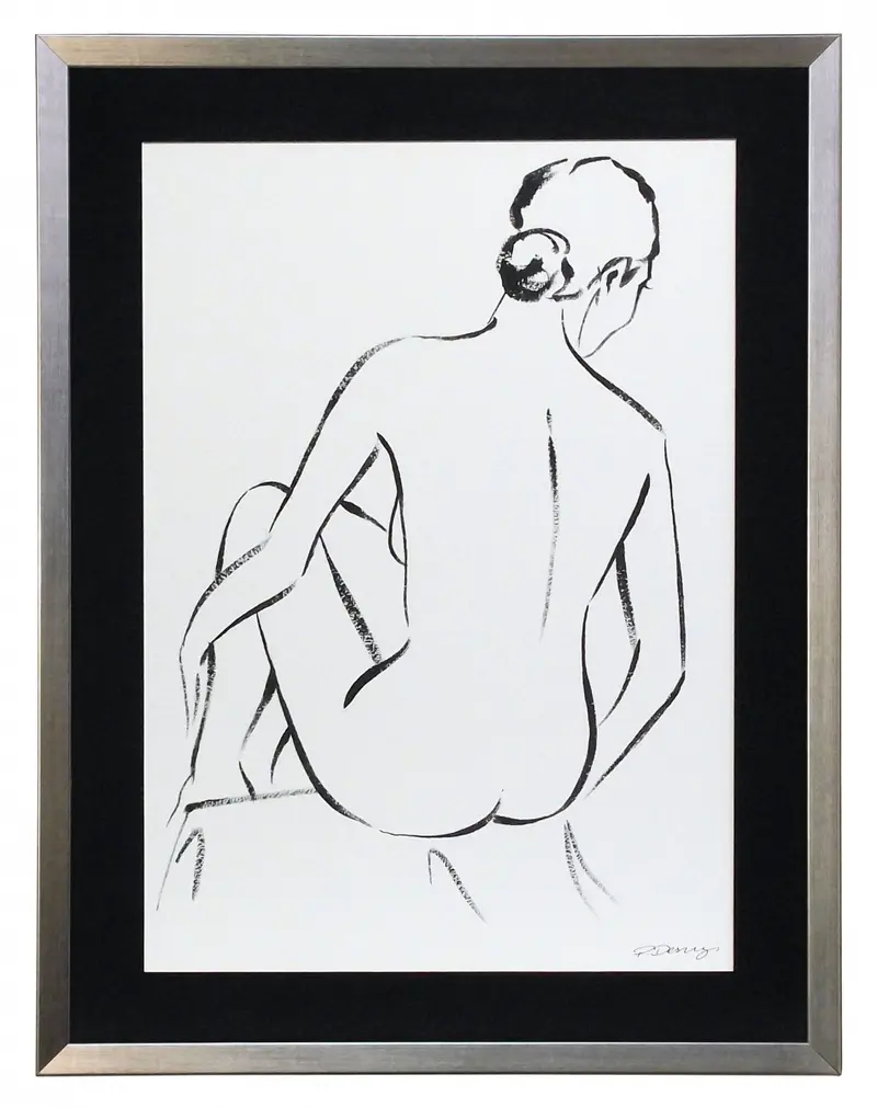 Obraz Czarno - biały akt kobiety siedzącej tyłem 60x80 cm