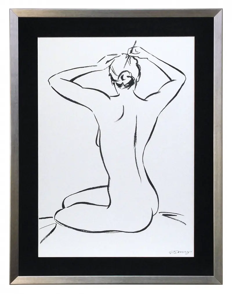 Obraz Czarno - biały akt kobiety siedzącej tyłem 60x80 cm