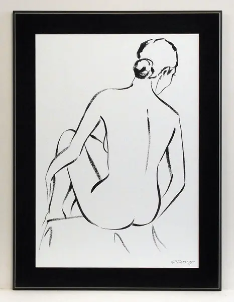 Obraz Czarno - biały akt kobiety siedzącej tyłem 60x80 cm