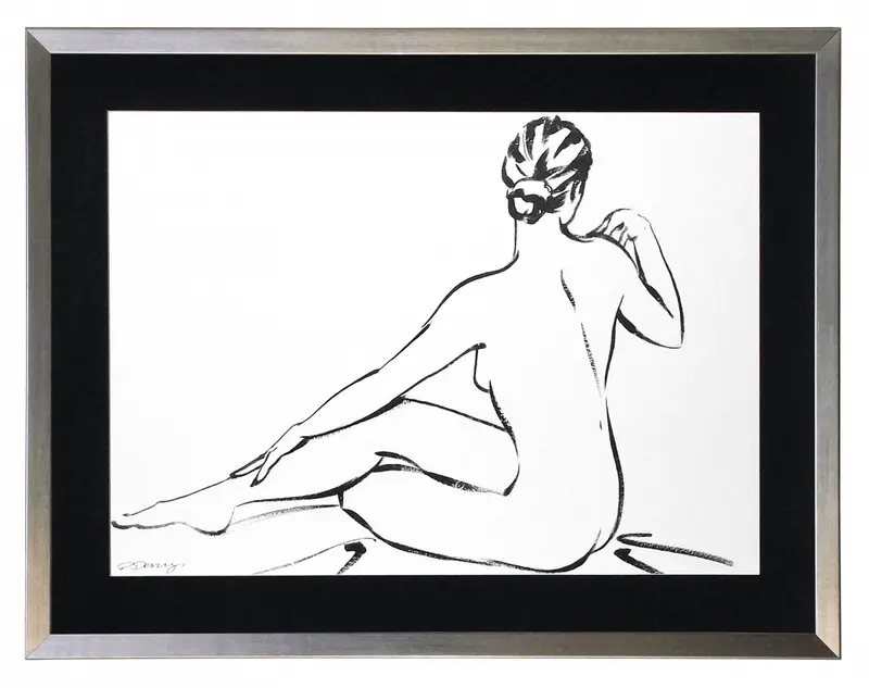 Obraz Czarno-biały akt kobiety siedzącej tyłem 80x60 cm