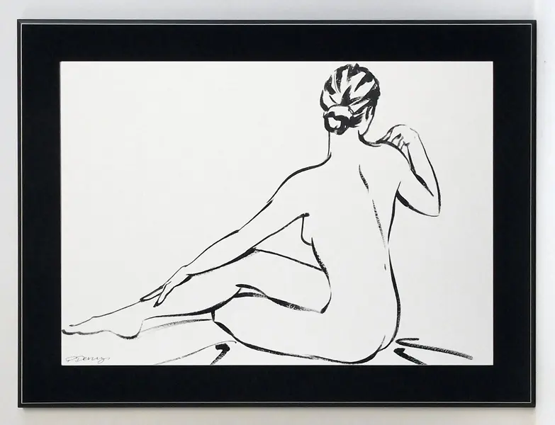 Obraz Czarno - biały akt kobiety siedzącej tyłem 80x60 cm