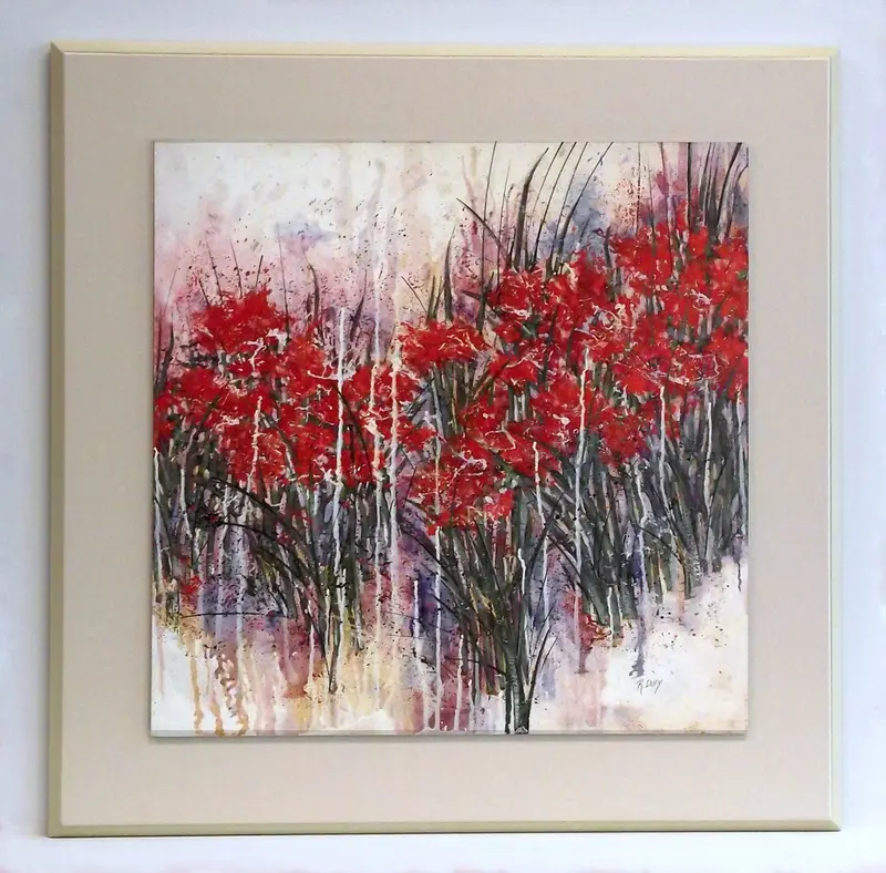 Obraz Czerwone impresjonistyczne kwiaty 54x54 cm
