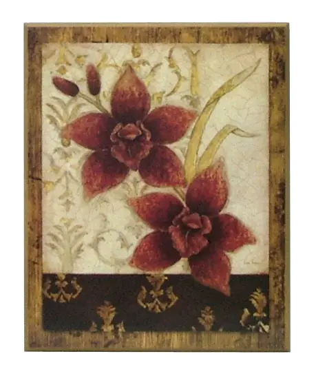 Obraz Czerwone kwiaty na ornamentach na płycie 41x51 cm