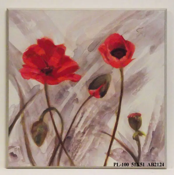 Obraz Czerwone maki na tle szarości 51x51 cm