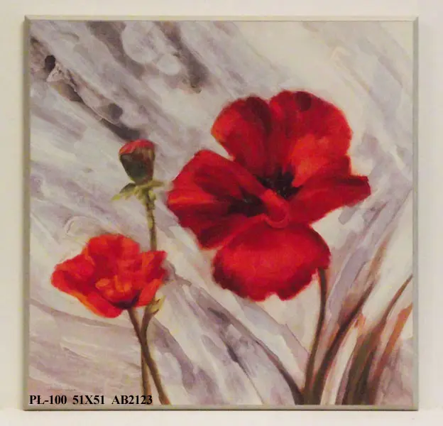 Obraz Czerwone maki na tle szarości 51x51 cm