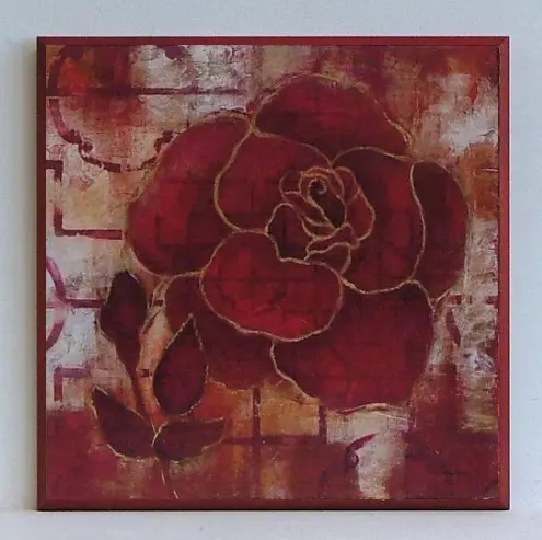 Obraz Czerwono-złote kwiaty na tle mozaiki 31x31 cm