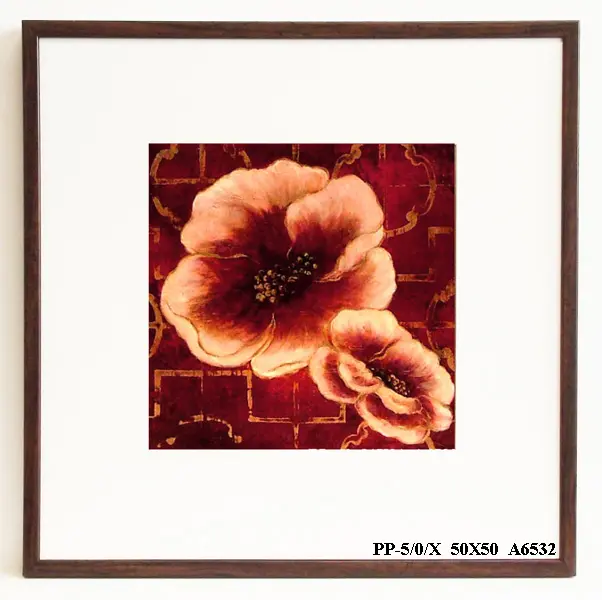 Obraz Czerwono-złote kwiaty na tle mozaiki 50x50 cm