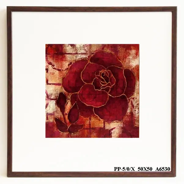 Obraz Czerwono-złote kwiaty na tle mozaiki 50x50 cm