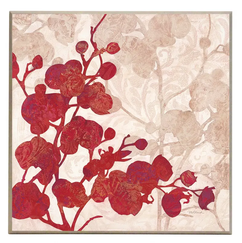 Obraz Czerwony kontur orchidei 1 na płycie 51x51 cm
