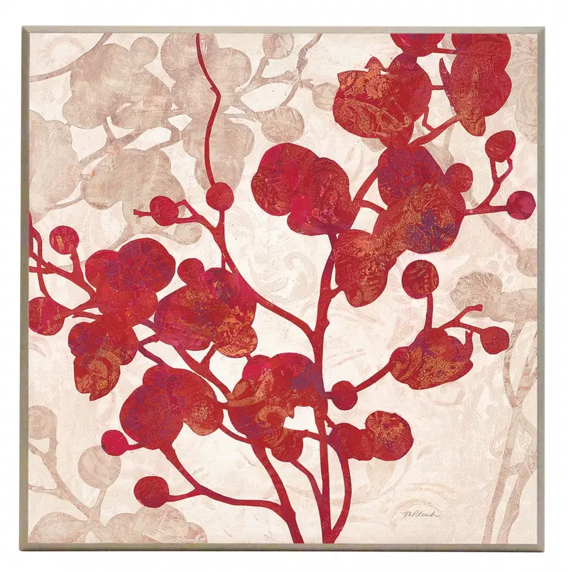 Obraz Czerwony kontur orchidei 2 na płycie 51x51 cm