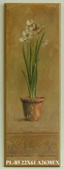 Obraz Doniczkowe kwiaty ozdobione ornamentem 22x61 cm