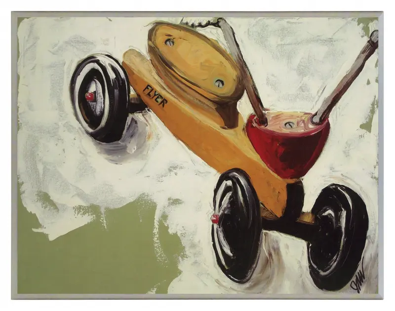 Obraz Drewniana hulajnoga retro na płycie 46x36 cm