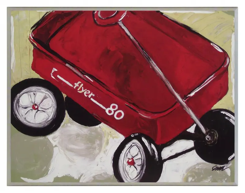 Obraz Drewniana taczka retro na płycie 46x36 cm