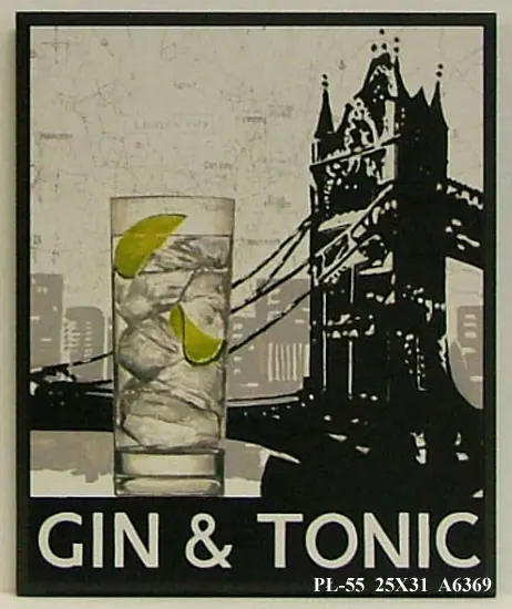 Obraz Drink na tle miasta, Gin&Tonic 25x31 cm