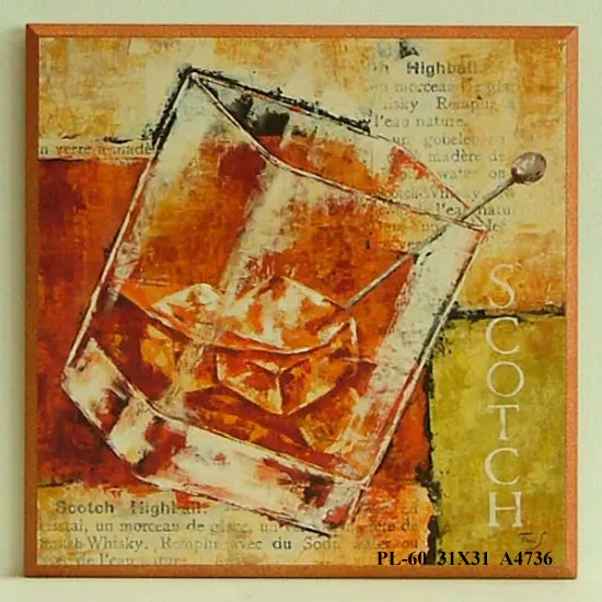 Obraz Drink, szkocka z lodem 31x31 cm